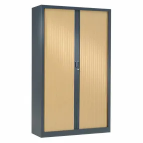 Armoire monobloc 4 tab. anthracite rideaux chêne clair