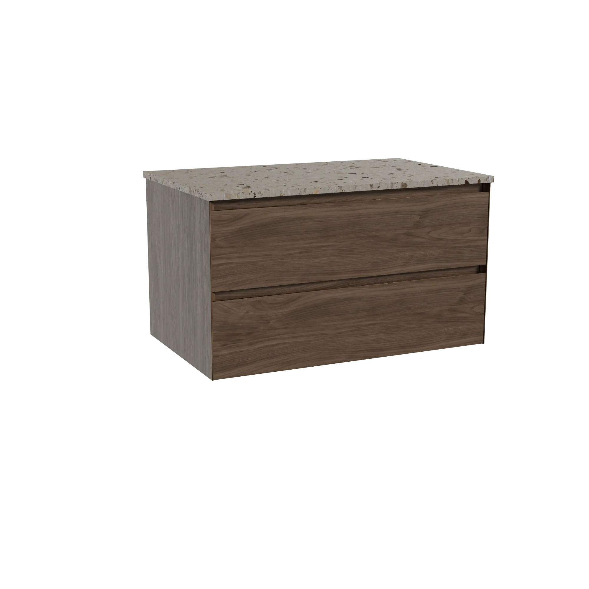 Balmani Mitra meuble salle de bains suspendu 90 x 55 cm noyer américain avec Stretto tablette simple en terrazzo greige terrazzo