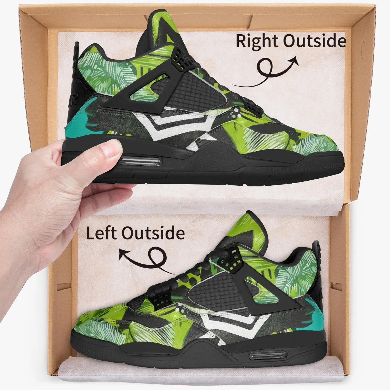 Baskets de basket-ball AJ4 semelle noires Motif vert turquoise(698)