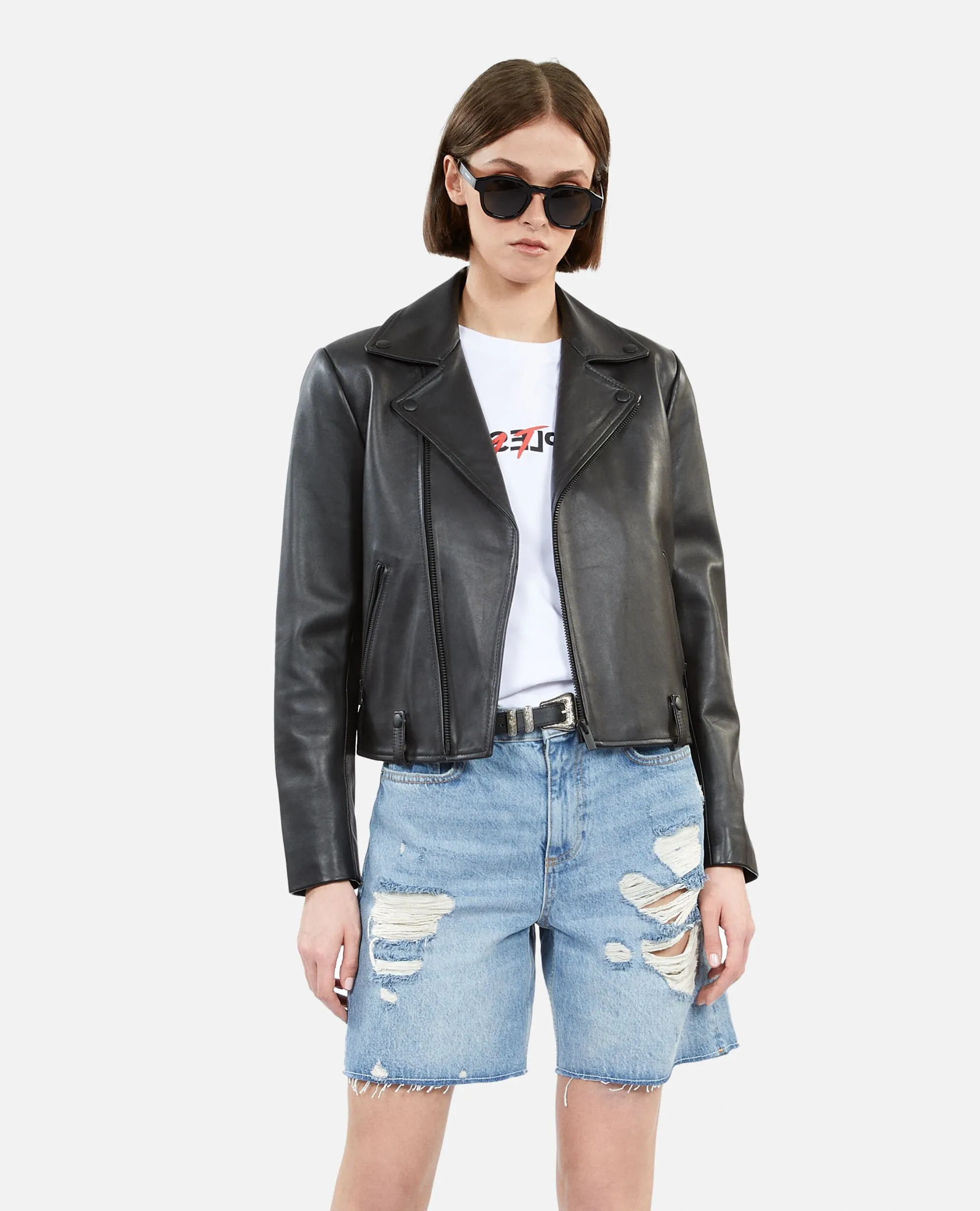 Blouson en cuir noir