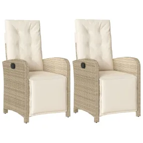Chaises inclinables de jardin lot de 2 avec repose-pied rotin