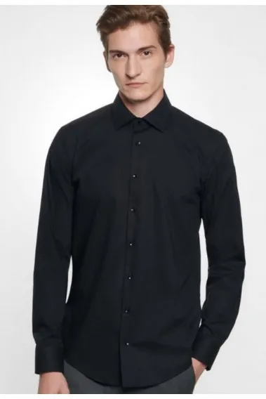 Chemise slim unie noire Couleur Noir Taille 37