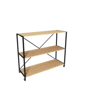 Etagère basse L119xP39xH100cm 3 niveaux Westside Noir mat - tube 20x20mm - bois