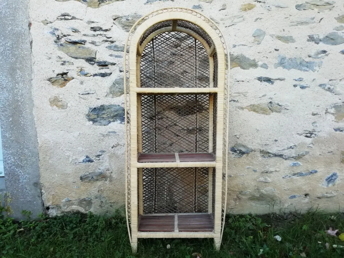 Etagère osier/rotin vintage