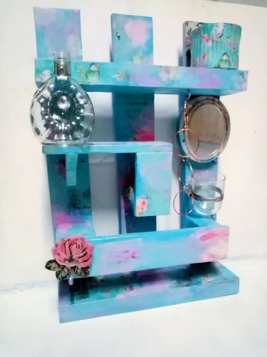 Etagère salle de bain en  palette, éclairage intégré