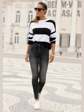 Jean taille haute jegging taille haute avec boutons