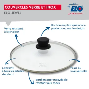 Lot de 2 poêles de cuisson antiadhésives et couvercles de cuisson en verre, 20 et 24 cm Elo Bratprofi | Fackelmann France