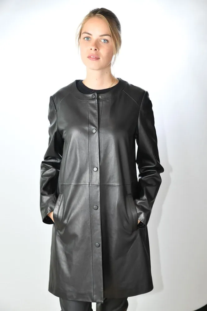 Manteau Cuir GIOVANNI VENERA Noir