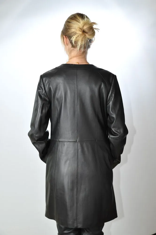 Manteau Cuir GIOVANNI VENERA Noir