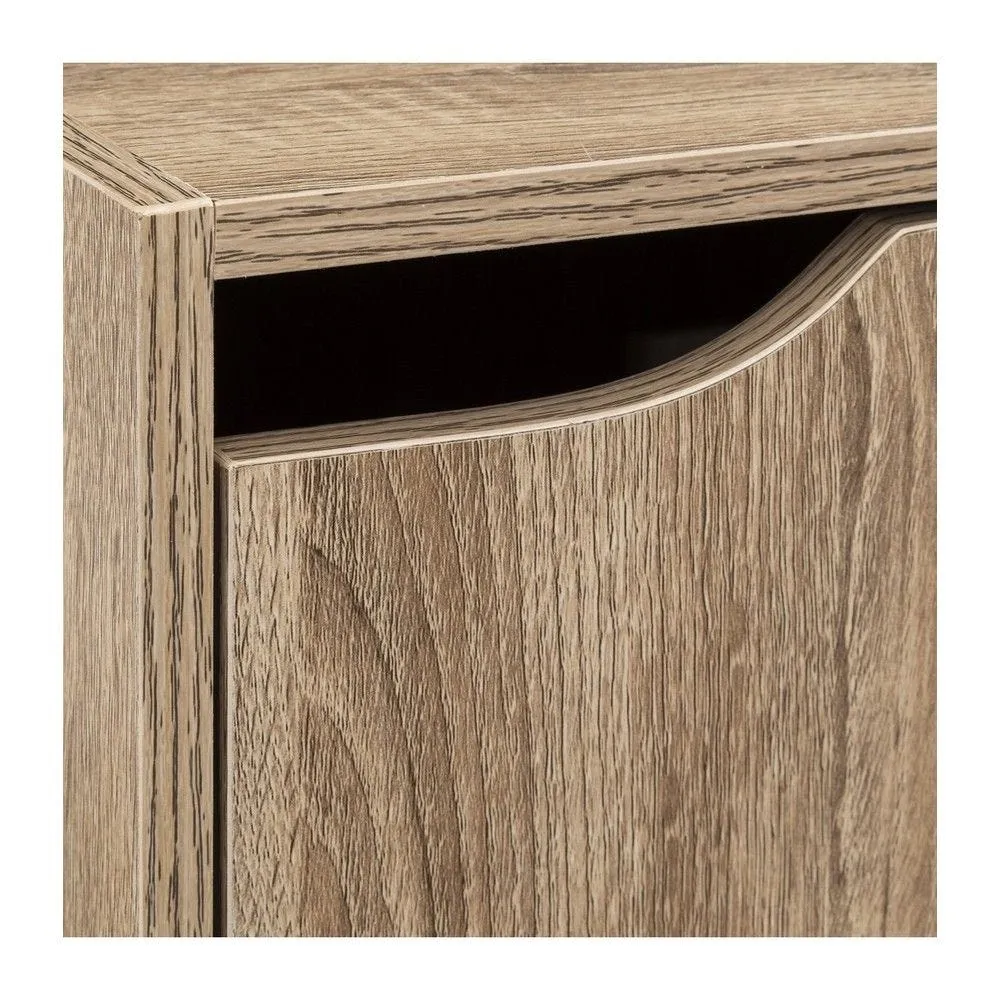 Meuble etagère 3 cases de rangement 3 portes effet bois naturel h100.5cm