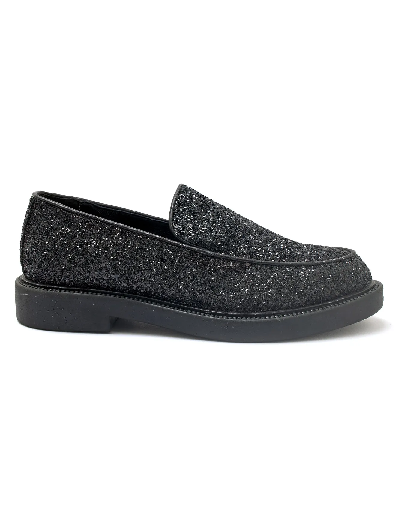 Mocassins pailletés en cuir