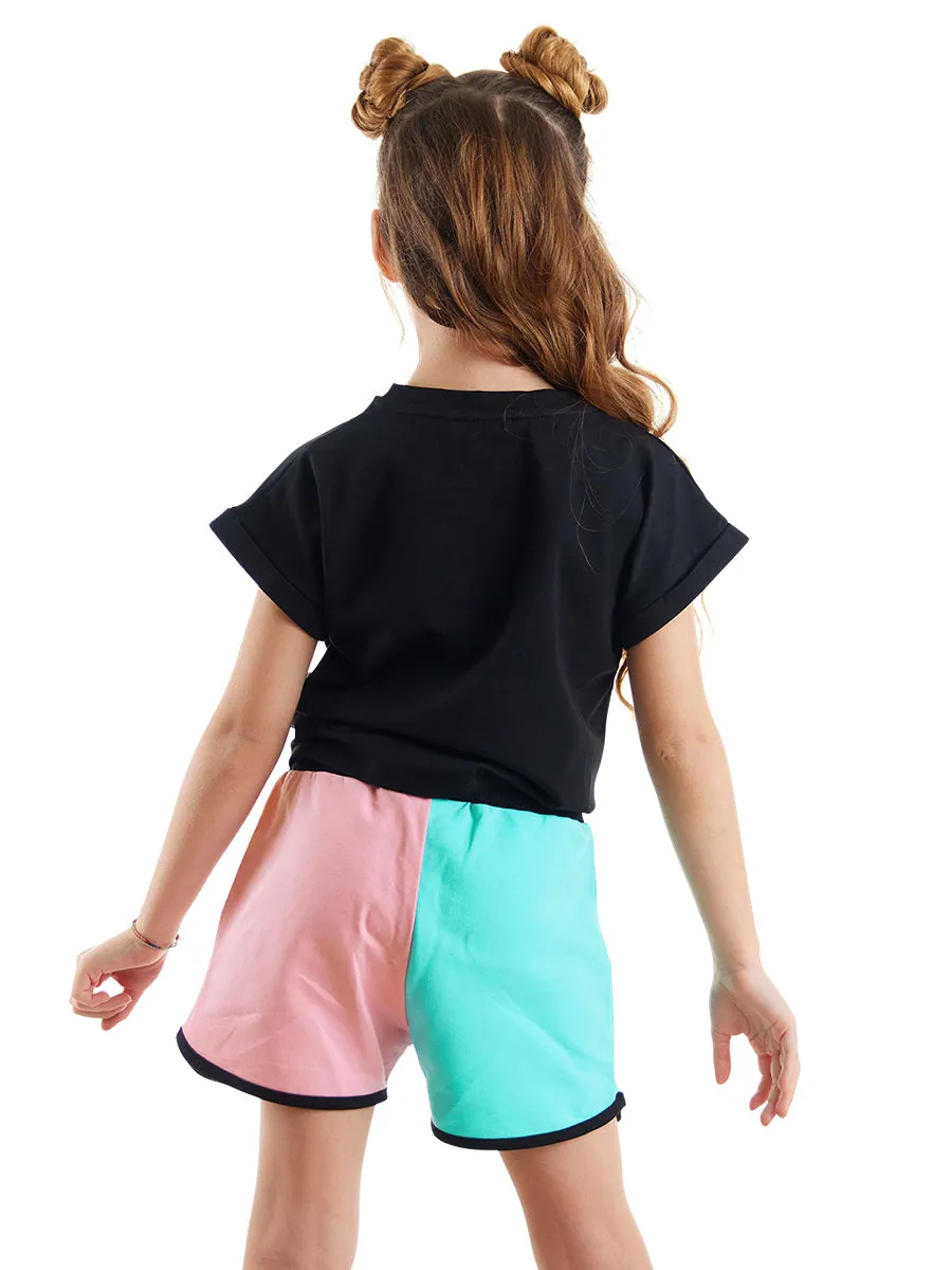 renkli yildiz kiz ocuk t-shirt ort takim