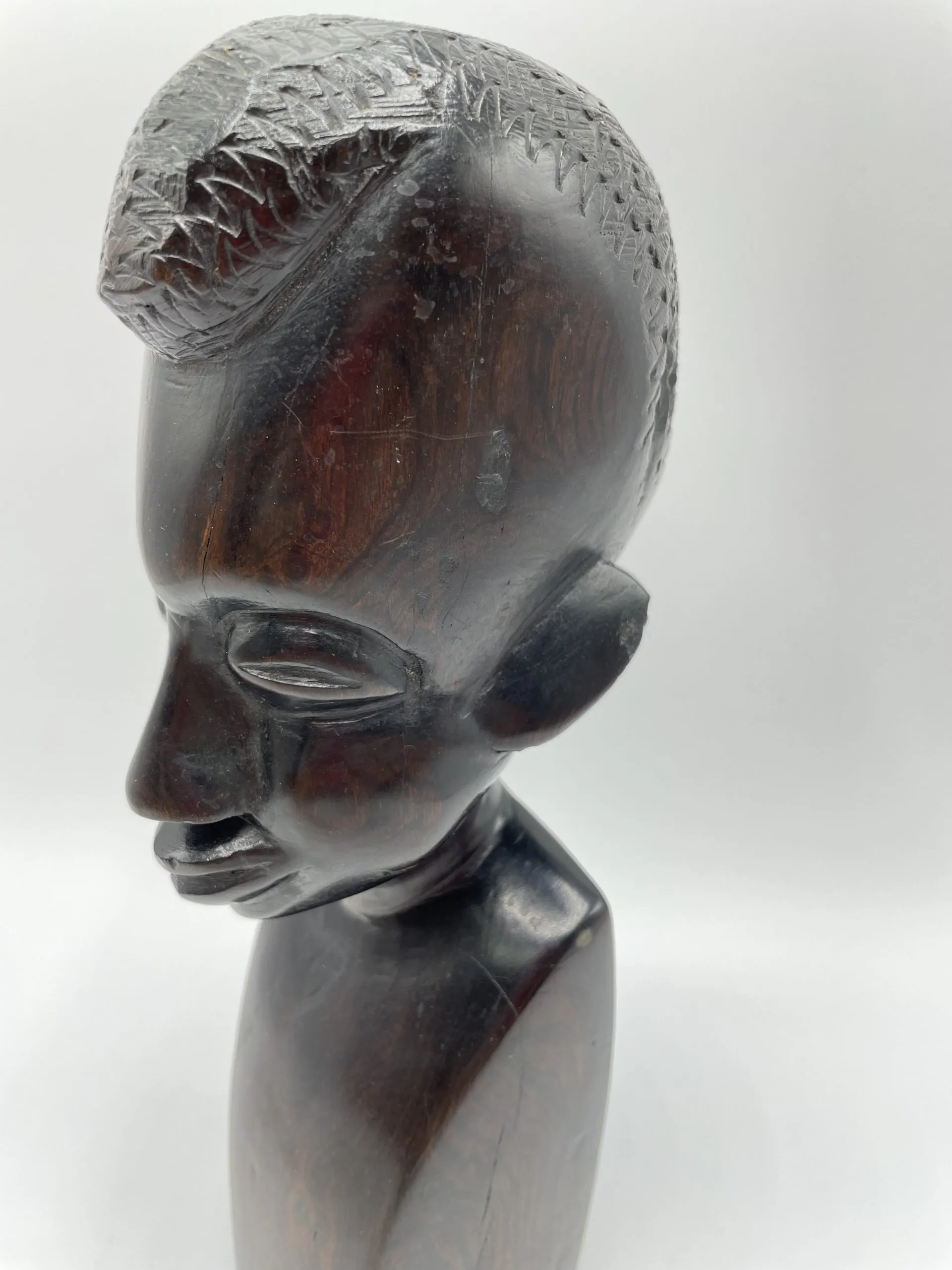 Sculpture buste d'homme en ébène - Ressourcerie Histoires Sans Fin