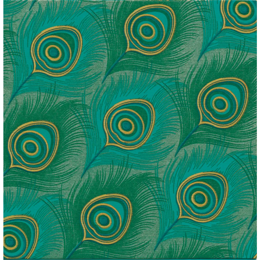 Serviettes x20, intissé 40x40 cm -Paon