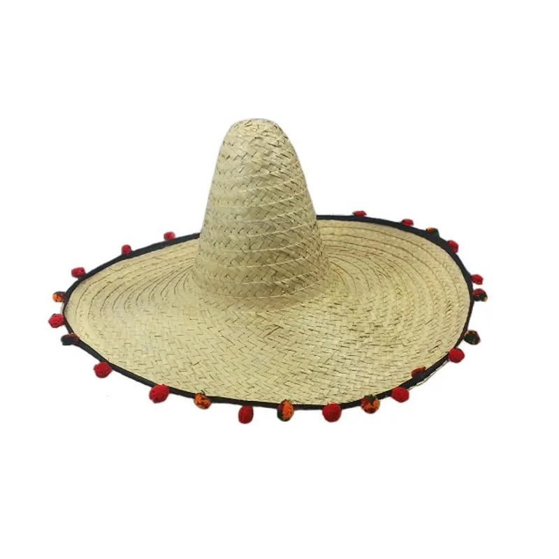 Sombrero en paille avec boules décoratives à petit prix