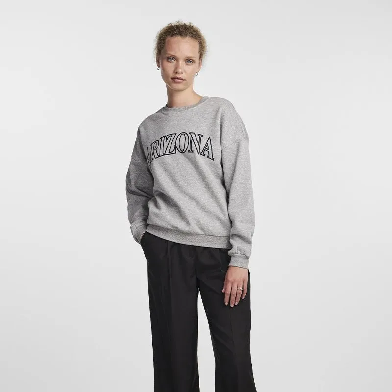Sweat gris chiné imprimé Arizona Femme PIECES à prix dégriffé ! | 