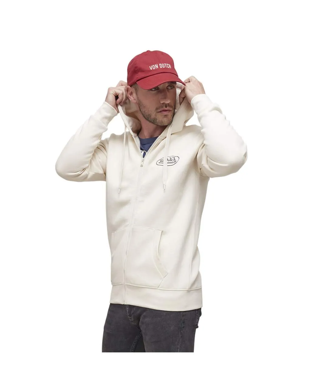 Sweat zippé avec capuche en coton homme Slimane Vondutch