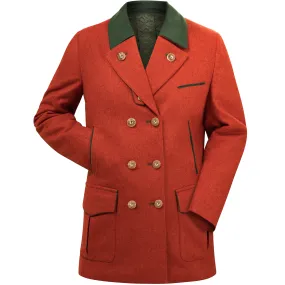 Veste de chasse en loden pour femme, rouge orange